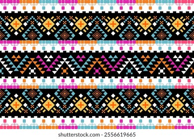 Retro tribal vector ,Ethnic pattern seamless, Geometric design ,Aztec embroidery border seamless patterns.ethnic design, hipster backdrop, wallpaper Background, Design curtain, carpet ,fabric ,textile