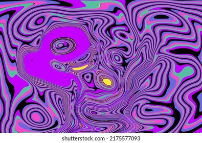 Retro trippy the 1960s-style background with ebru marbling pattern.