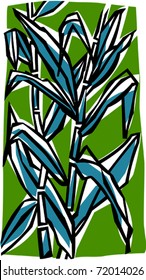 Retro Tropical Bamboo Fronds Vector Illustration