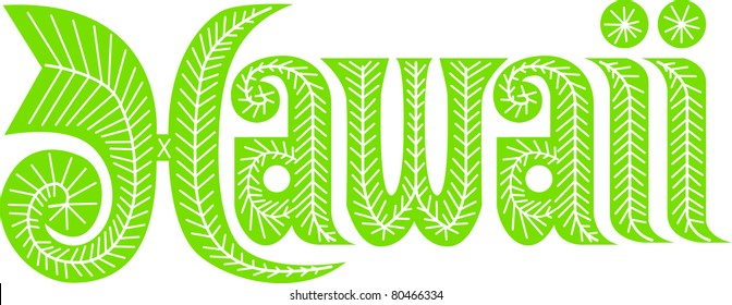 Retro Tropical Drawing of the Word Hawaii Vector Illustration