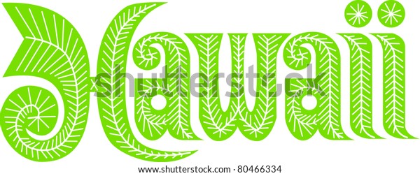 Retro Tropical Drawing Word Hawaii Vector Stock Vector (royalty Free 