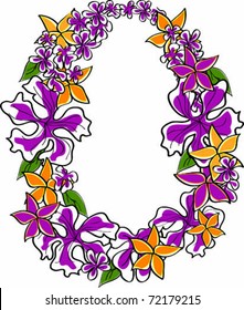 Retro Tropical Flower Lei Vector Illustration