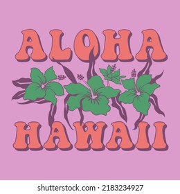 Retro Tropical Flower Vector Art Illustration. Tshirt Print design.