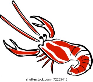 Retro Tropical Lobster Vector Illustration