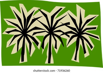 Retro Tropical Palm Trees Border Vector Illustration