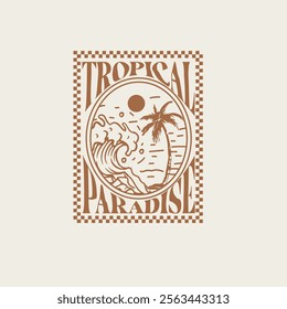 Retro Tropical Paradise summer print beach graphic