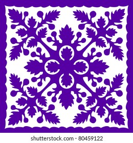 Retro Tropical Purple Hawaiian Quilt Background Vector Illustration