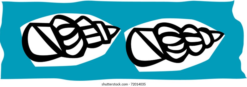 Retro Tropical Seashells Vector Illustration