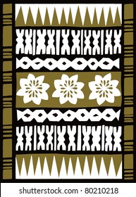 Retro Tropical Tapa Cloth Background in Brown Vector Illustration