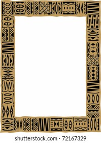 Retro Tropical Tapa Cloth Frame Border Vector Illustration