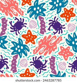 Retro tropics seamless pattern for textile design.  Vector illustration