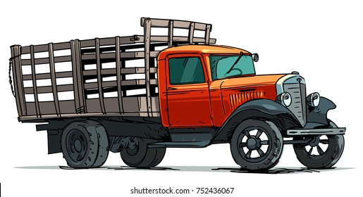 Retro Truck 1930s isolated on white background. Vector illustration