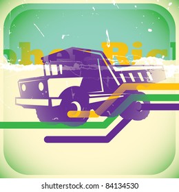 Retro truck illustration. Vector illustration.