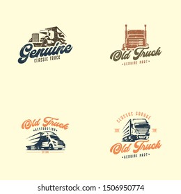 Retro truck logo template vector. Vintage truck emblem logo concept. Retro garage logo template