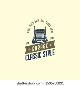 Retro truck logo template vector. Vintage truck emblem logo concept. Retro garage logo template