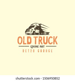 Retro truck logo template vector. Vintage truck emblem logo concept. Retro garage logo template