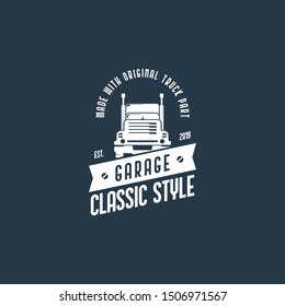 Retro truck logo template vector. Vintage truck emblem logo concept. Retro garage logo template