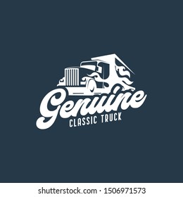 Retro truck logo template vector. Vintage truck emblem logo concept. Retro garage logo template