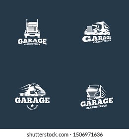Retro truck logo template vector. Vintage truck emblem logo concept. Retro garage logo template