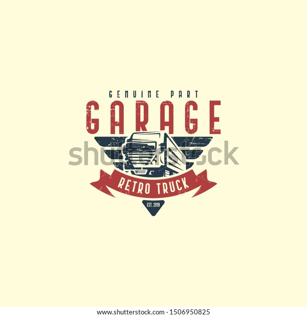 Retro truck logo template
vector. Vintage truck emblem logo concept. Retro garage logo
template