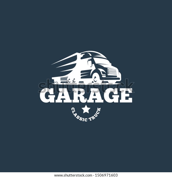 Retro truck logo template\
vector. Vintage truck emblem logo concept. Retro garage logo\
template