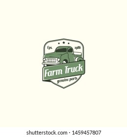 Retro Truck Logo Tenplate Vector. Farm Truck Logo