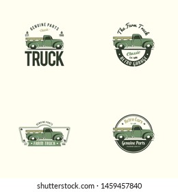 Retro truck logo tenplate vector. Farm truck logo