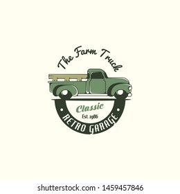 Retro truck logo tenplate vector. Farm truck logo