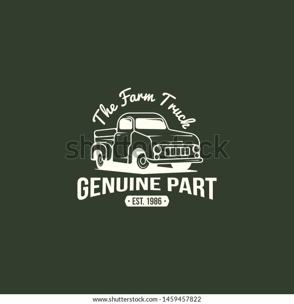 Retro truck\
logo tenplate vector. Farm truck\
logo