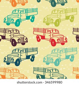 Retro truck seamless pattern. Vector illustration