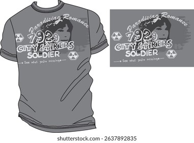 Retro T-Shirt Design 'City Stickers Soldier' with Vintage Vibes