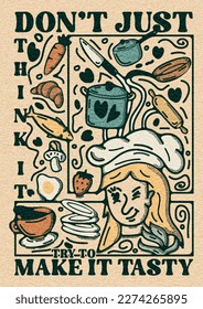 Retro Tshit Design - Don't Just Think It, Try To Make It Tasty Chef