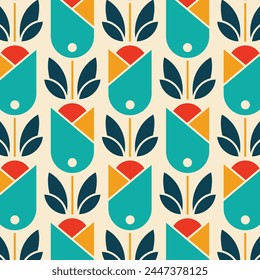 Retro Tulip Designs in Fabric, Wallpaper and Textures