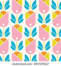 Retro Tulip Designs in Fabric, Wallpaper and Textures