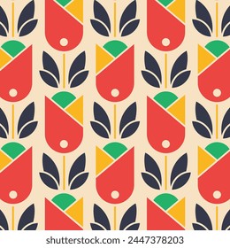 Retro Tulip Designs in Fabric, Wallpaper and Textures