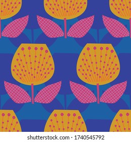 Retro Tulpe floral. Vektor wiederholen. Ideal für die Innendekoration, Verpackung, Scrapbooking, Tapete, Geschenk, Kinder, Kleidung. 