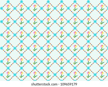 Retro tulip seamless pattern