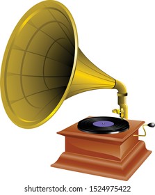 Retro Turntable isolated on white background. illustration vector