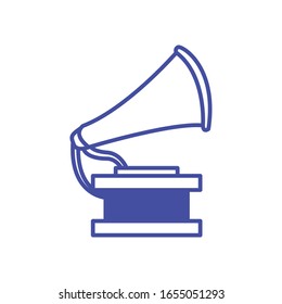 Retro turntable line style icon design, Music sound melody song musical art and composition theme Vector illustration