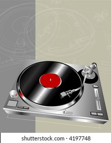 Retro turntable (Vector image fully resizable and editable)