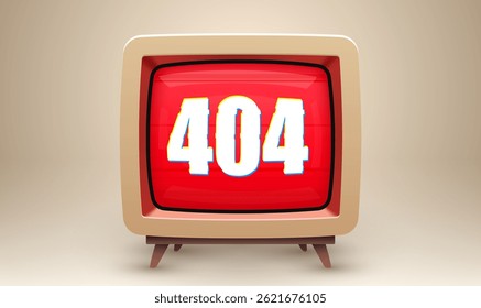 Retro TV with 404 error. Realistic style. Vector illustration