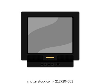 Retro TV From 90s Isolated. Black Television With Blank Screen. Vintage TV Box. Vector Flat Object Illustration.