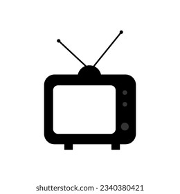 Retro tv with antenna icon. Retro television. Tv white, blank screen. Vector illustration. Eps 10.