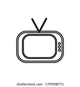 Retro-TV mit Antennensymbol, Vektorgrafik. Vintage Tv Symbol, Vektorgrafik in flachem Stil einzeln auf transparentem Hintergrund. Fernsehsymbol für Webdesign, Logo, App, i.