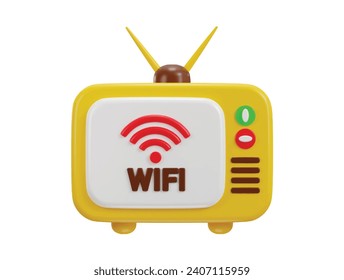 retro tv with antenna and switcher for the wifi signal network concept 3d vector icon