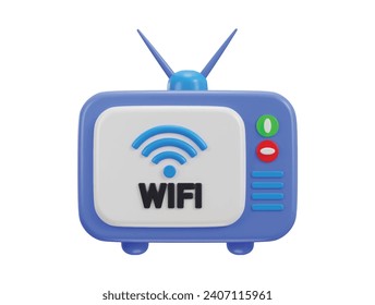 retro tv with antenna and switcher for the wifi signal network concept 3d vector icon