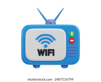 retro tv with antenna for the wifi signal wireless internet concept 3d vector icon
