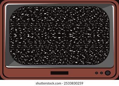 Retro TV background with trendy White Noise on the screen. Vector vintage TV screen background template design. Telly backdrop can used web discord banner EPS 10