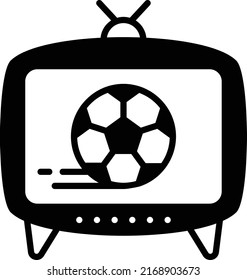 Retro TV Box with football Vector Icon Design, Happy Fathers Day Symbol, Dads Gift Elements Sign, Parents Day Stock illustration, Watching Match or tournament with dad Concept