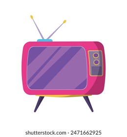 Retro TV in bright colors Nostalgia Hand drawn doodle illustration 90s style.